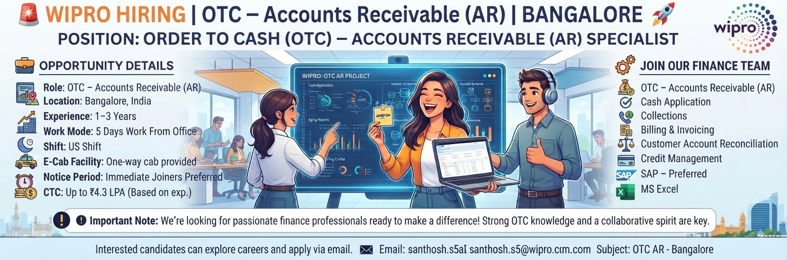 Wipro Recruitment 2026: OTC – Accounts Receivable (AR) Role | Bangalore