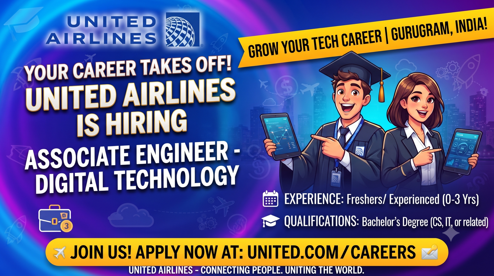 United Airlines Recruitment 2026: Associate Engineer (Quality Engineering) for Freshers | Gurugram