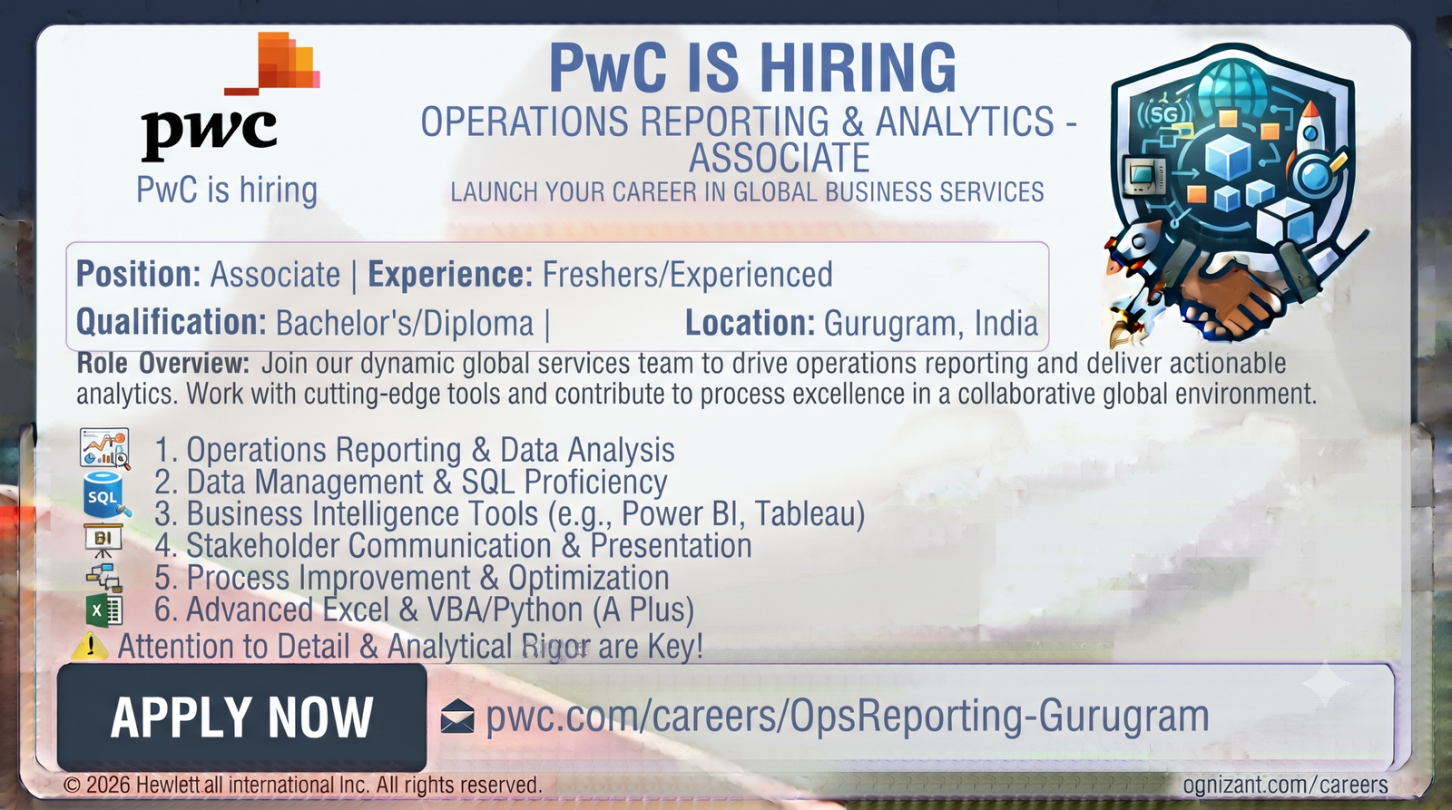 PwC Recruitment 2026: Operations Reporting & Analytics - Associate | Gurugram